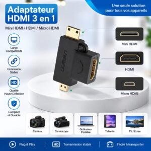 Adaptateur HDMI 3en1, HDMI / Mini HDMI / Micro HDMI