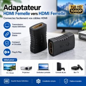 Adaptateur HDMI Femelle vers HDMI Femelle