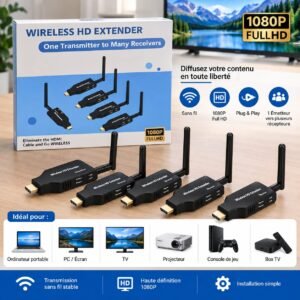 Extension Sans Fil HDMI Plug And Play 50M Émetteur Et Récepteur HDMI