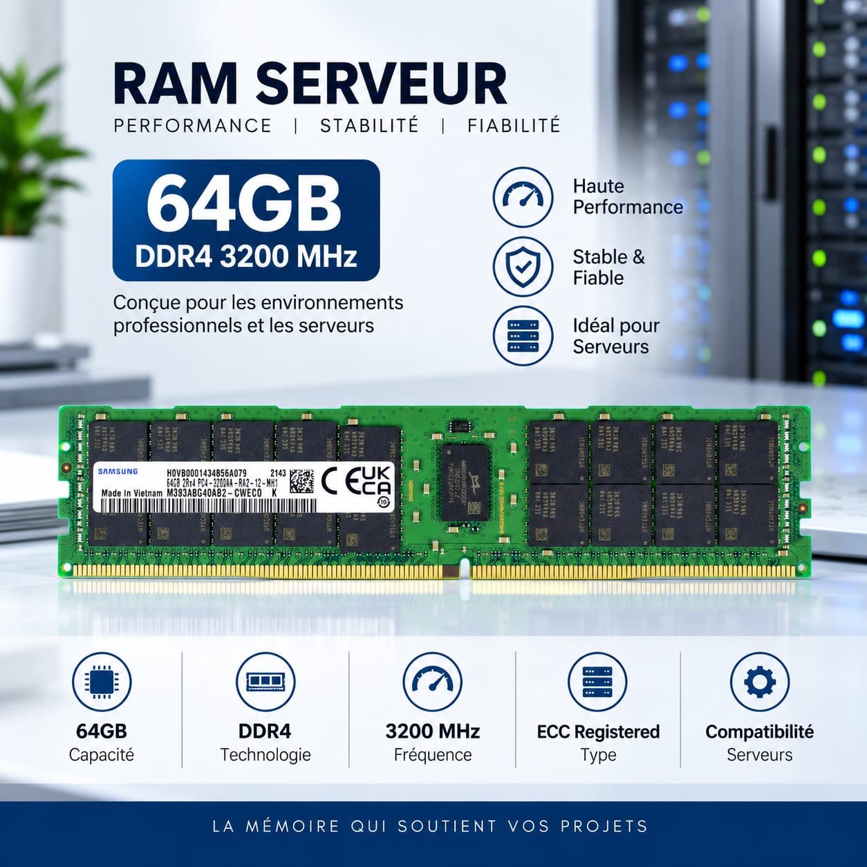 RAM Serveur 64 GB DDR4  ECC 2Rx4 PC4-3200AA