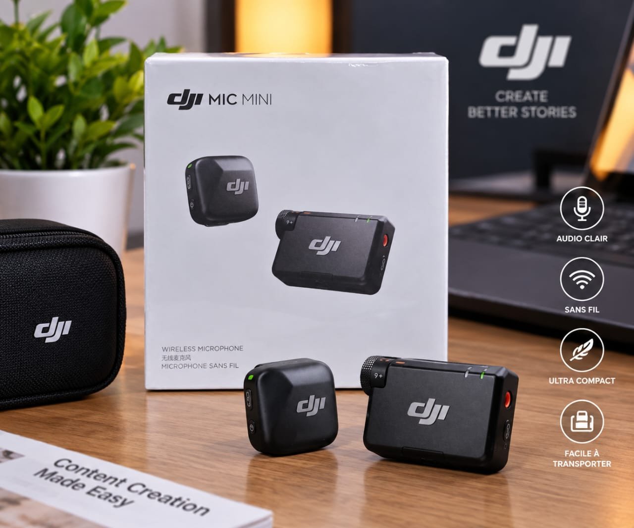 Microphone Sans Fil DJI Mic Mini,  Compact pour Smartphone et Caméra