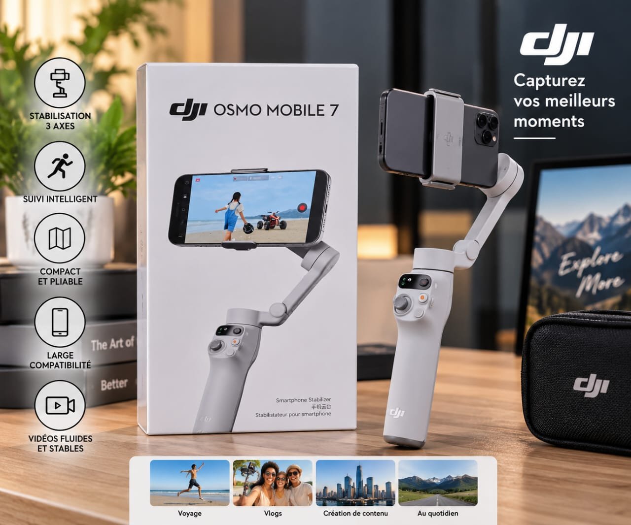 Stabilisateur DJI Osmo Mobile 7- Smartphone 3 Axes – Image 3