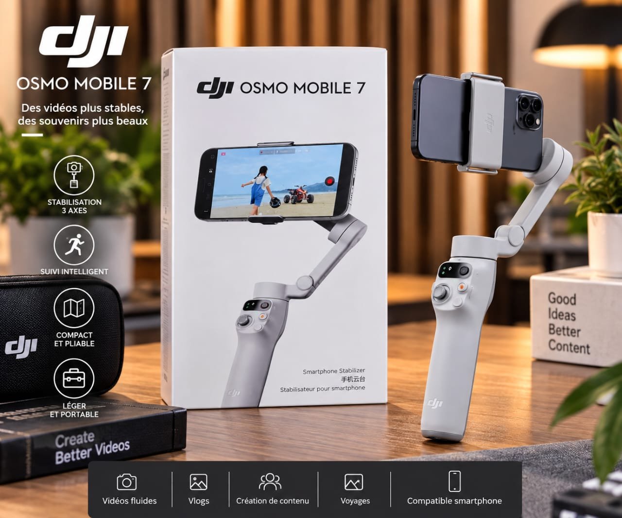 Stabilisateur DJI Osmo Mobile 7- Smartphone 3 Axes