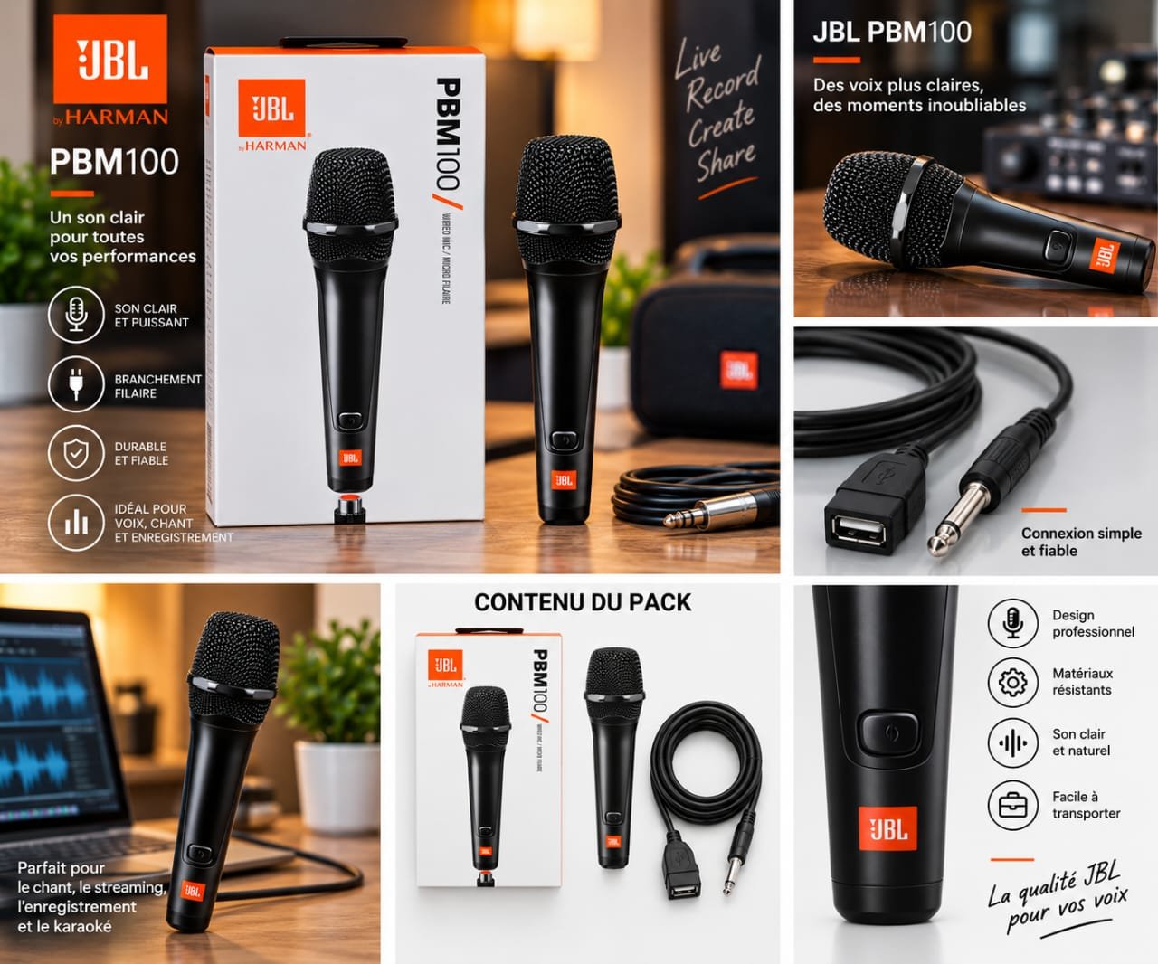 Microphone JBL PBM100 Filaire Professionnel – Image 2