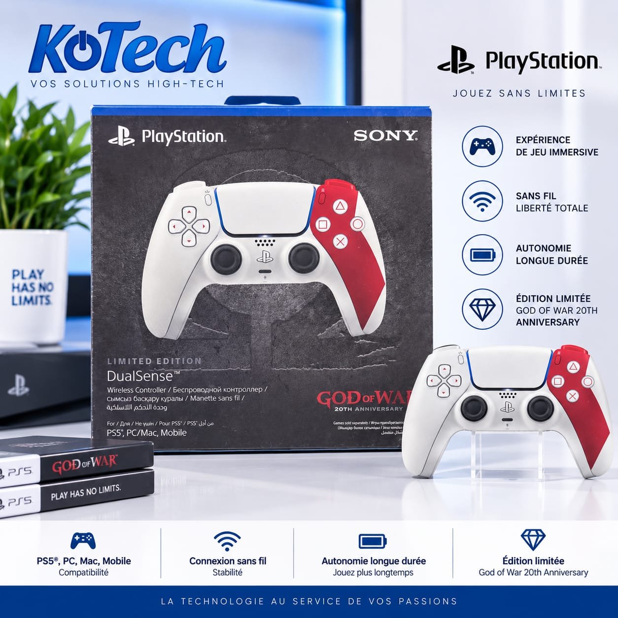 Manette PS5 Sony DualSense Édition Limitée God of War