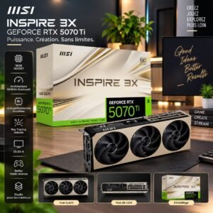 Carte graphique MSI GeForce RTX 5070 Ti INSPIRE 3X 16 Go GDDR7 OC