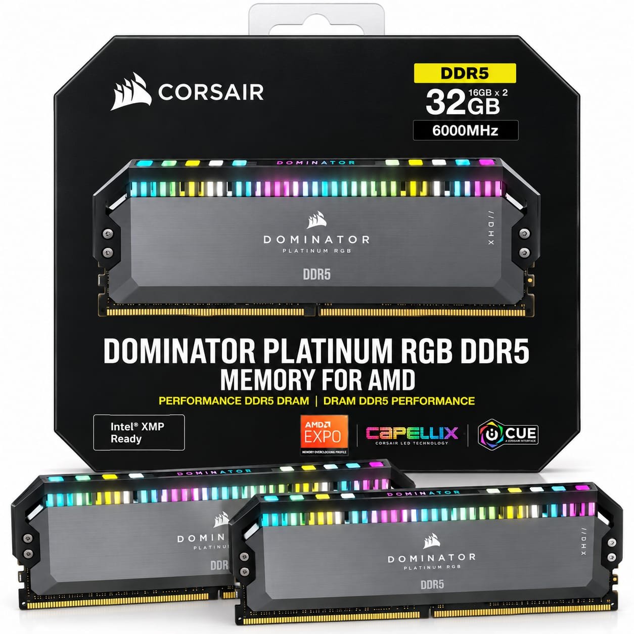Ram Corsair 32 Go (2×16 Go) 6000 MHz Dominator Platinum RGB DDR5 – Image 2