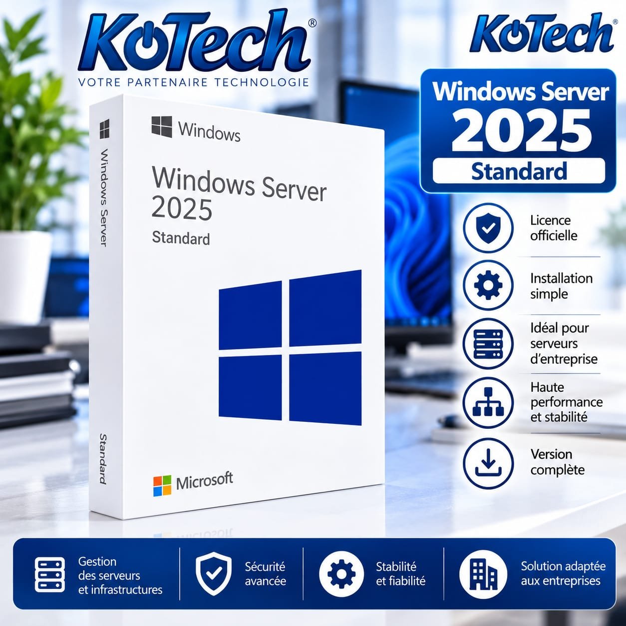 Windows Server 2025 Standard, Licence Officielle pour Serveur d’Entreprise