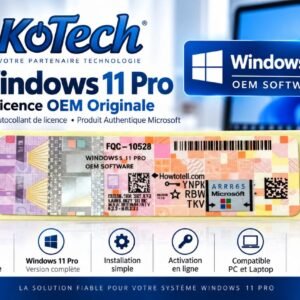 Windows 11 Pro, Licence  Microsoft, Autocollant de Licence pour PC et Laptop