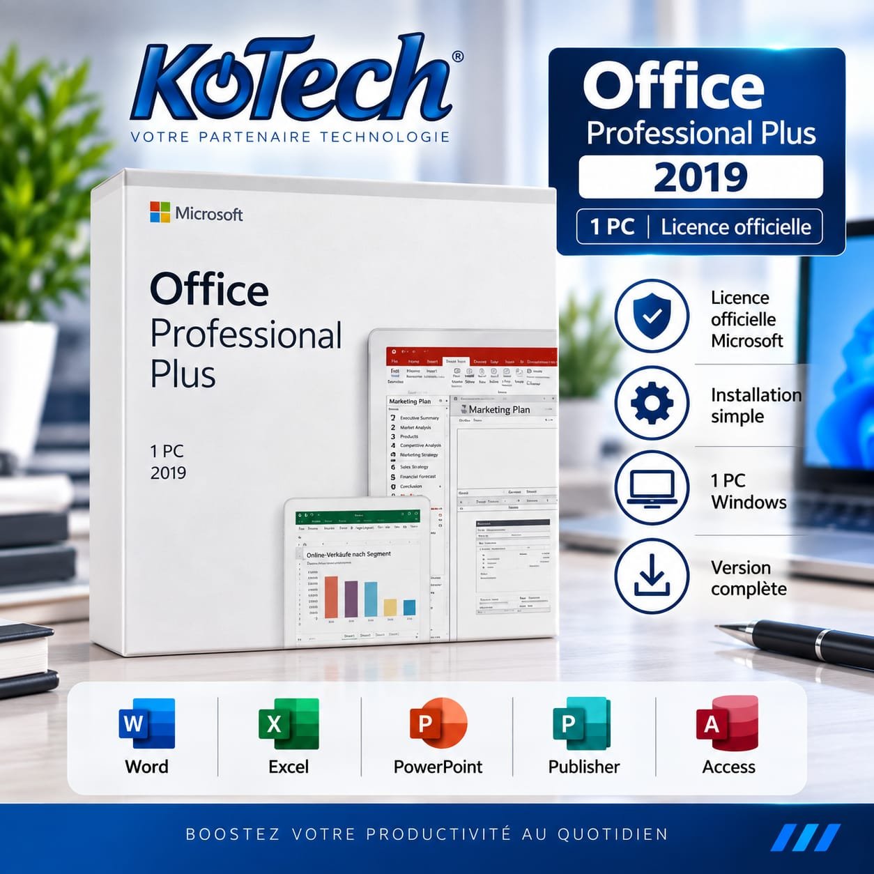 Microsoft Office Professional Plus 2019, Licence 1 PC Windows