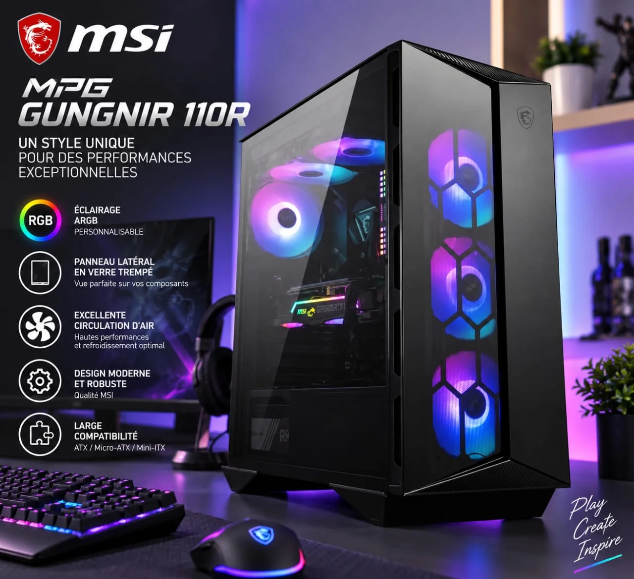 Gamer core i9-14900K / RTX 5060 – 8Giga / 32G DDR4 3200 ( 2X16G) / 2To nvme