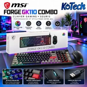 Clavier Gaming RGB + Souris Filaire MSI FORGE GK110 COMBO -QWERTY
