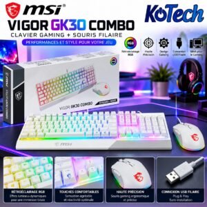 Clavier Gaming RGB + Souris Filaire MSI VIGOR GK30 COMBO-QWERTY