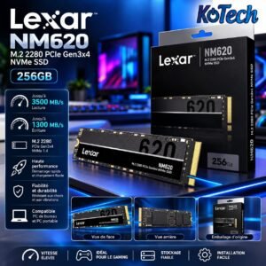Disque SSD Lexar NM620 256 Go M.2 2280 NVMe PCIe Gen3x4