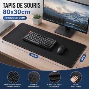 Tapis de bureau grand format 80 × 30 cm Antidérapant