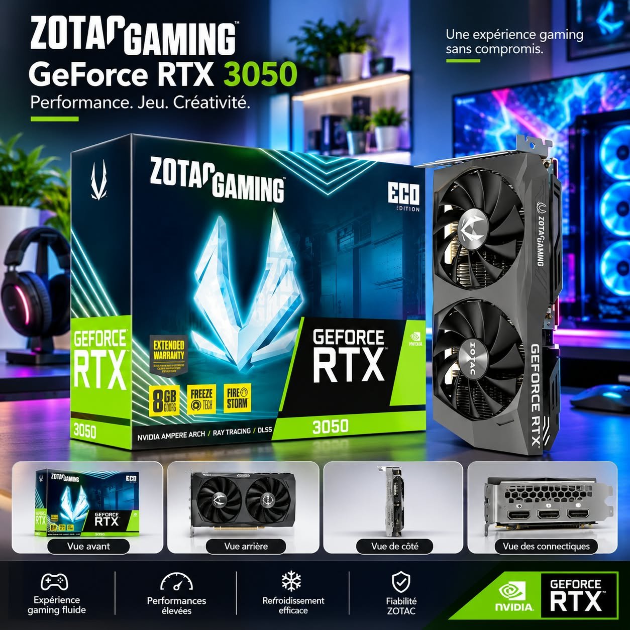 Carte graphique ZOTAC GAMING GeForce RTX 3050 8 Go GDDR6