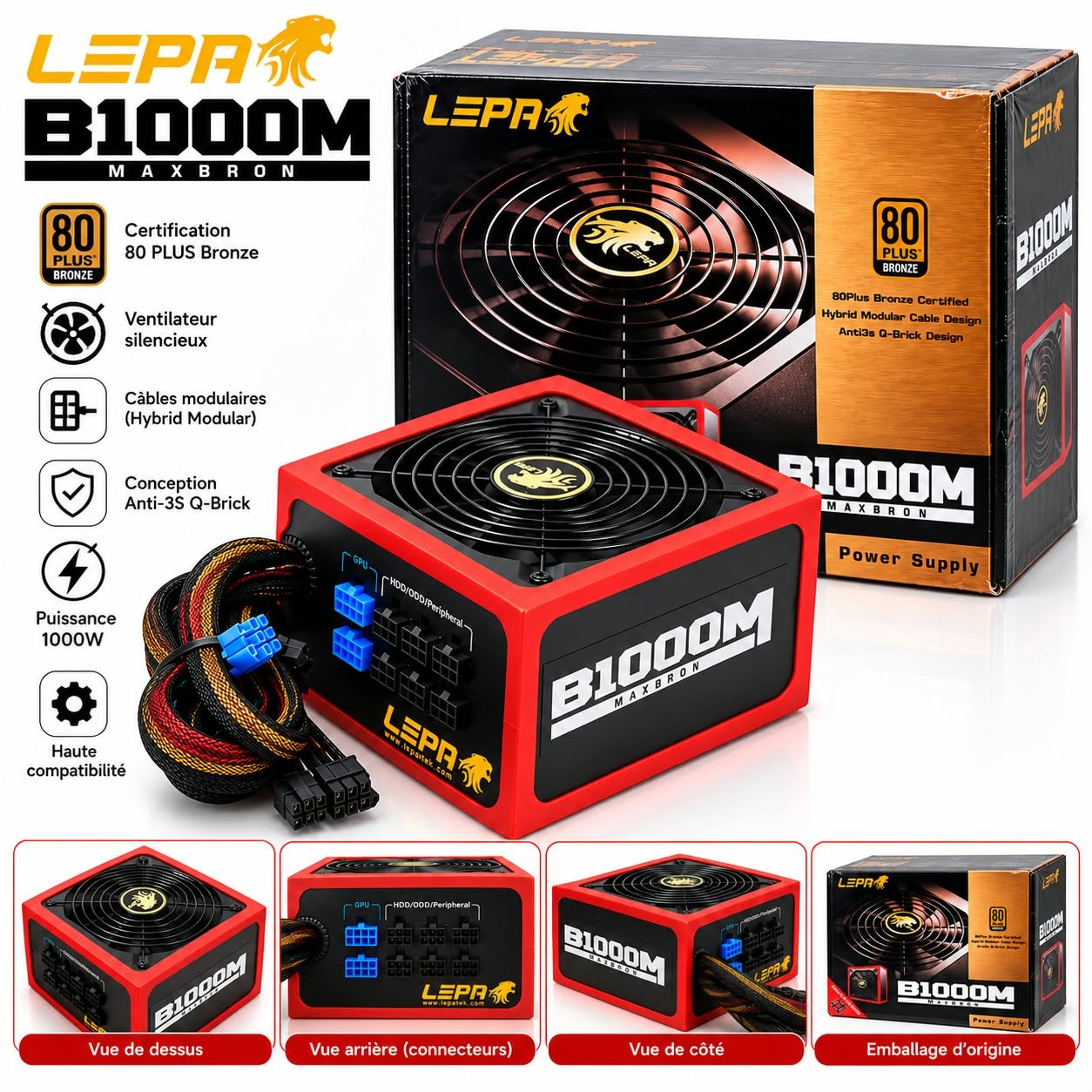 Alimentation 1000W LEPA B1000M MAXBRON 1000W 80 PLUS